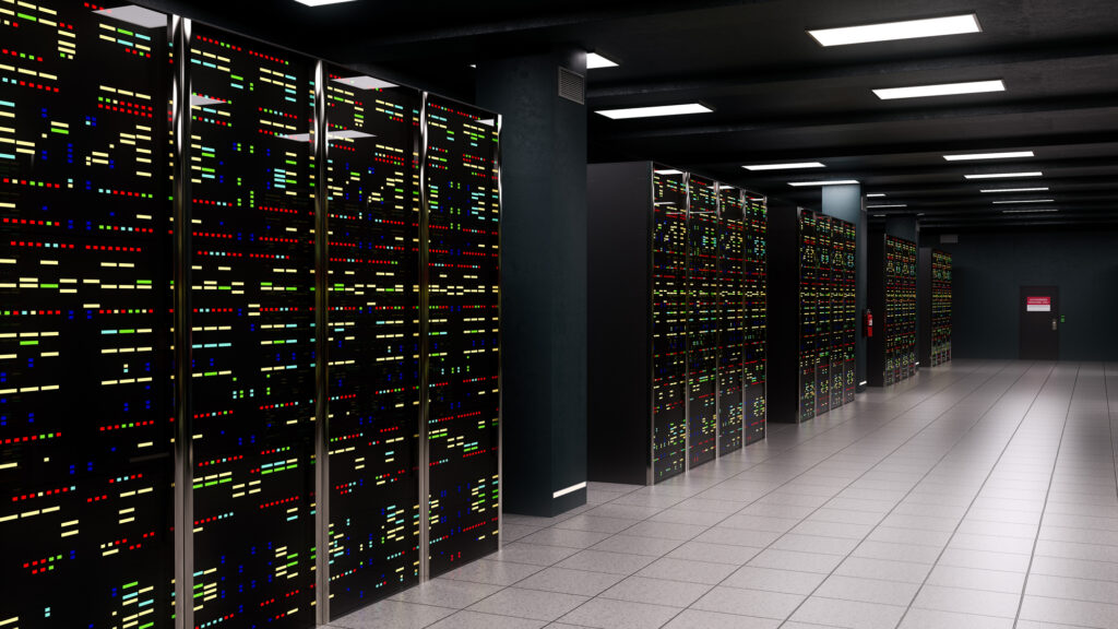 Depositphotos - Petróleo y Energía Modern server room with banks of computer equipment 3D rendered Depositphotos