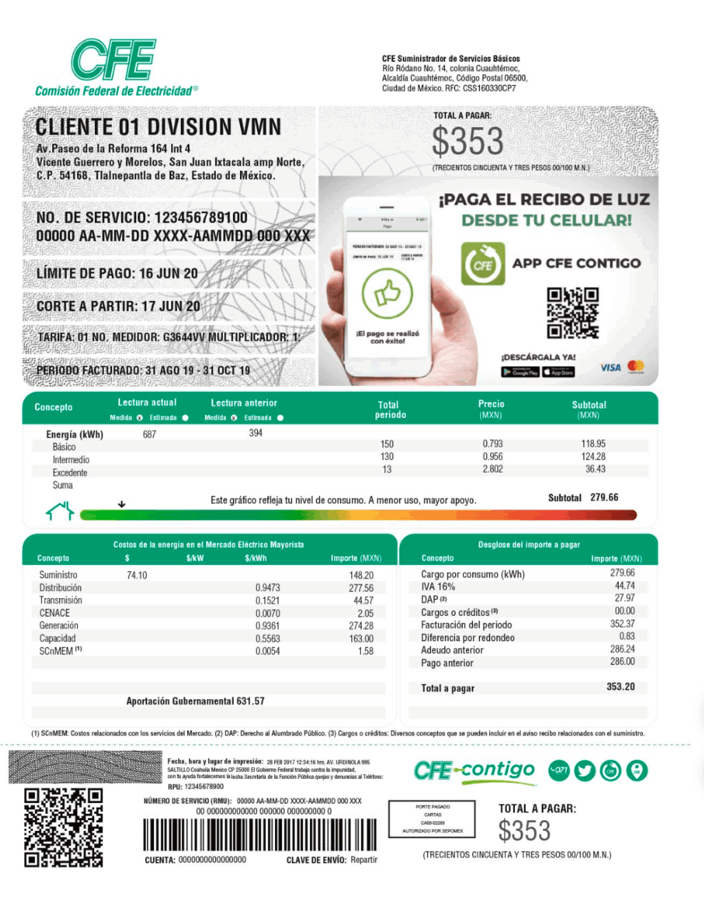 Recibo CFE - Petróleo y Energía Recibo CFE