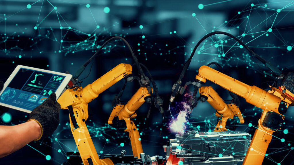Smart industry robot arms for digital factory productionDepositphotos - Petróleo y Energía Smart industry robot arms for digital factory productionDepositphotos